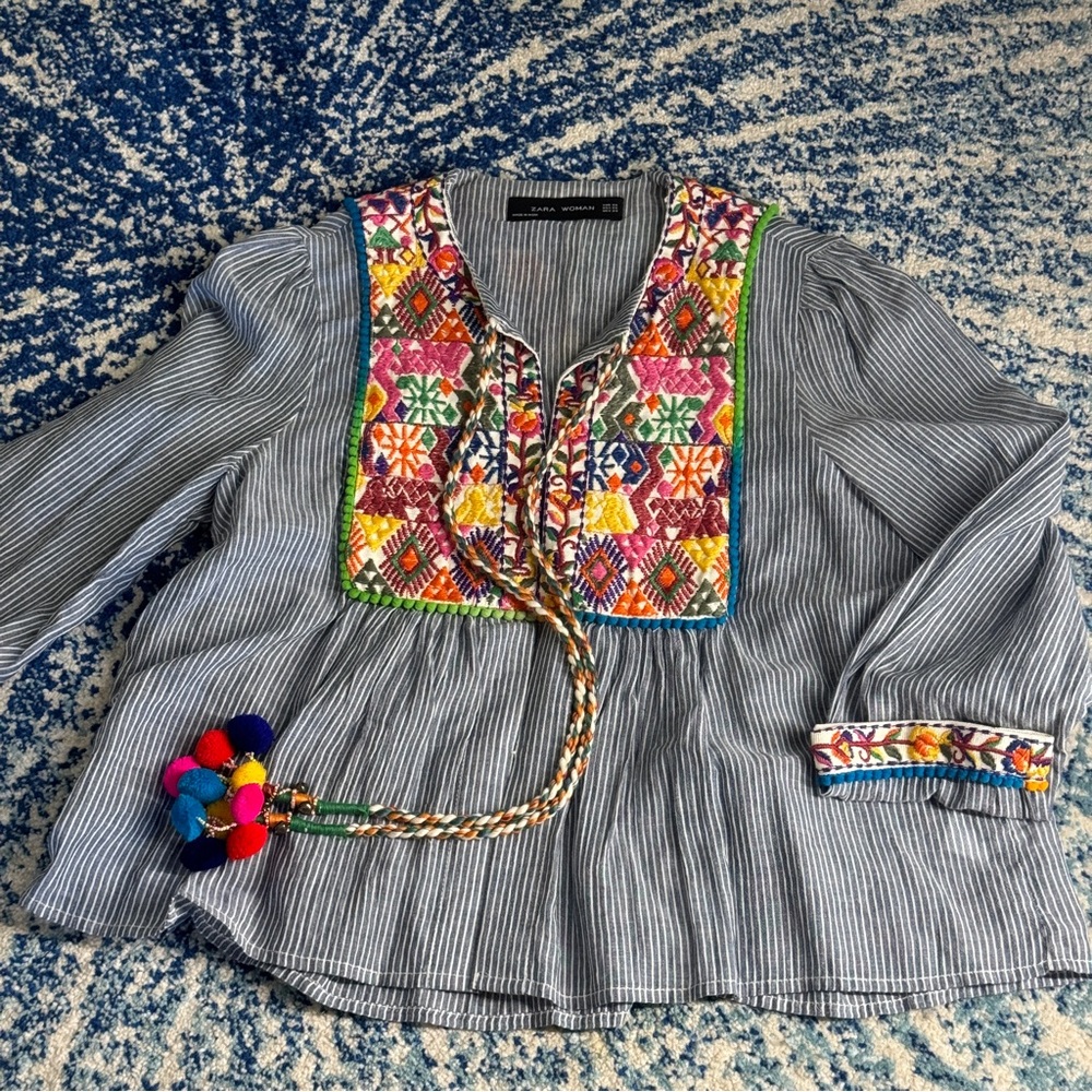 NWOT Zara Embroidered Shirt